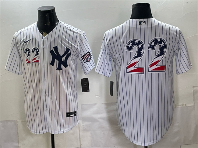 Men's New York Yankees #22 Ben Rice White 2026 USA 250 Fourth of July Home Stadium Stitched Baseball Jersey